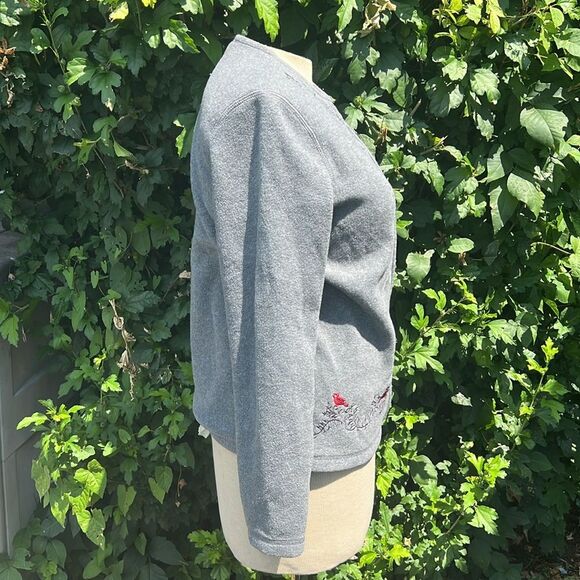 Croft & Barrow Embroidered Cardinal Zip Jacket Cardigan | Size Medium 🌸 - Picture 3 of 8
